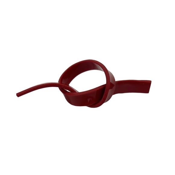 6 Vintage RETRO 70's Mod Cherry Red Formed Plastic "KNOT" Napkin Rings - Picture 3 of 4